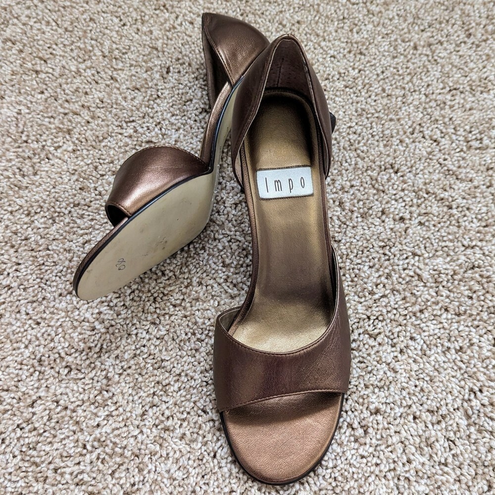 Vintage Impo D'Orsay Bronze Metallic Leather Angular Heels